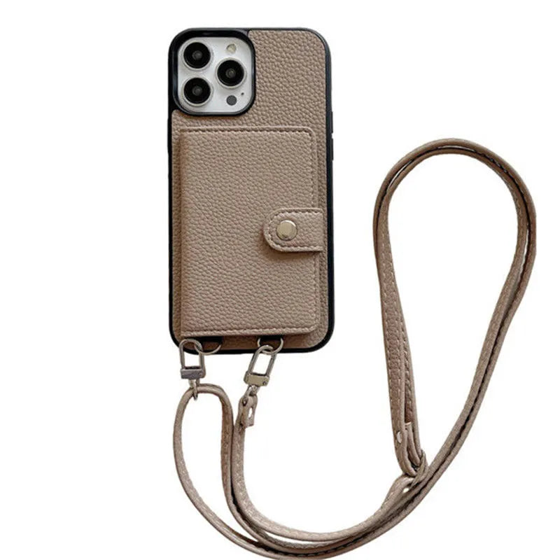 Leather Crossbody Wallet iPhone Case