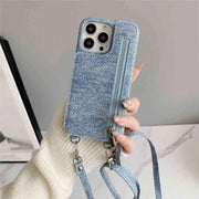 Crossbody denim wallet case