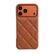 Brown quilted phone case on a white background
