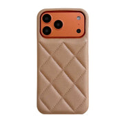 khaki quilted phone case on a white background