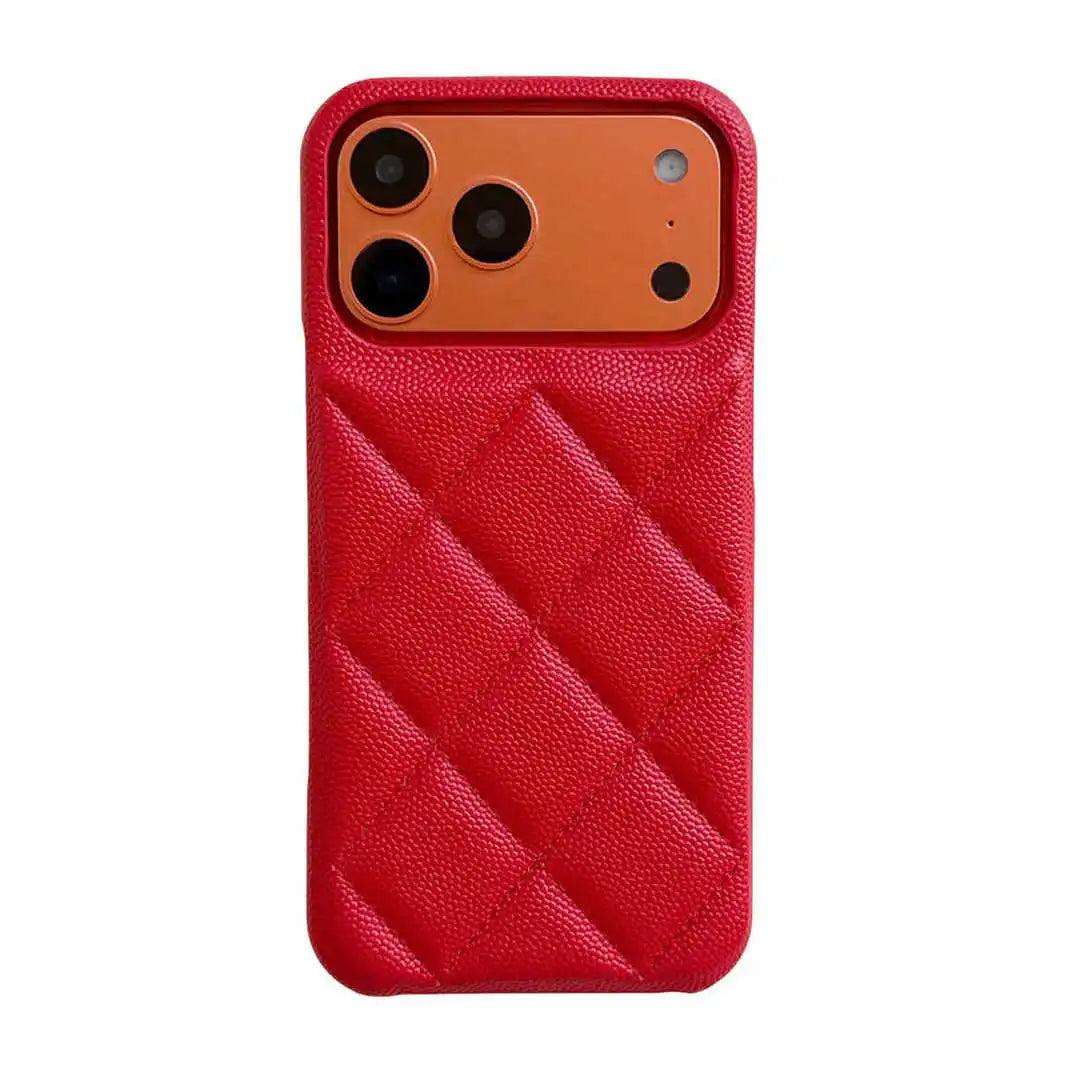 Red textured phone case on a white background