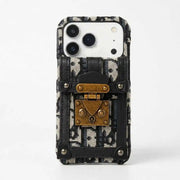 Designer Oblique Jacquard wallet Phone Case on a white background