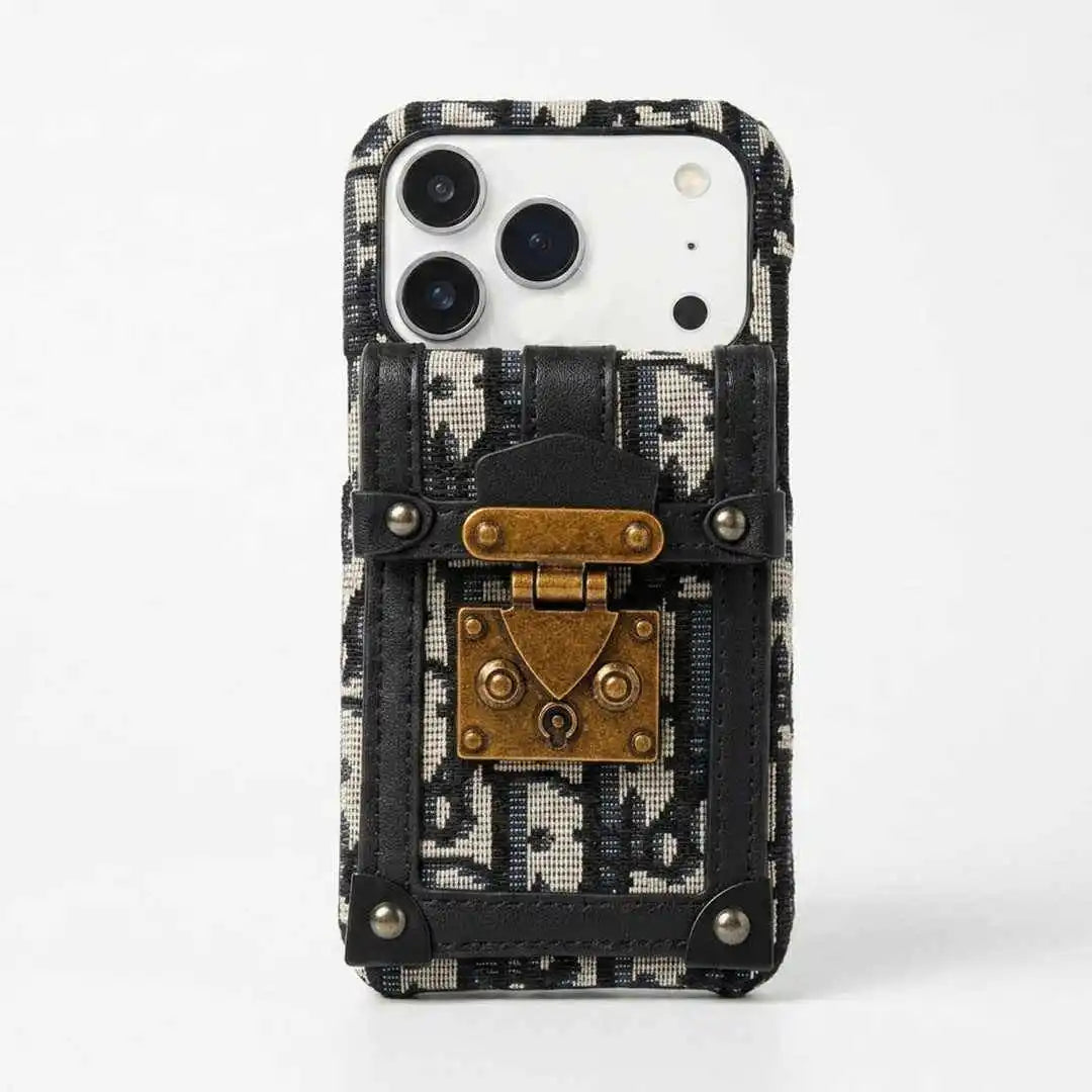 Designer Oblique Jacquard wallet Phone Case on a white background