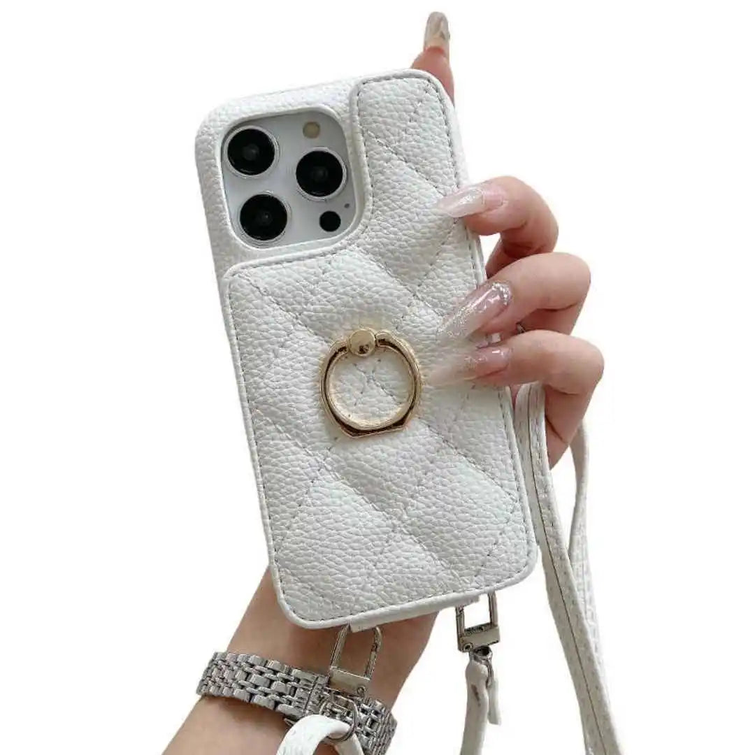 white crossbody iPHone case