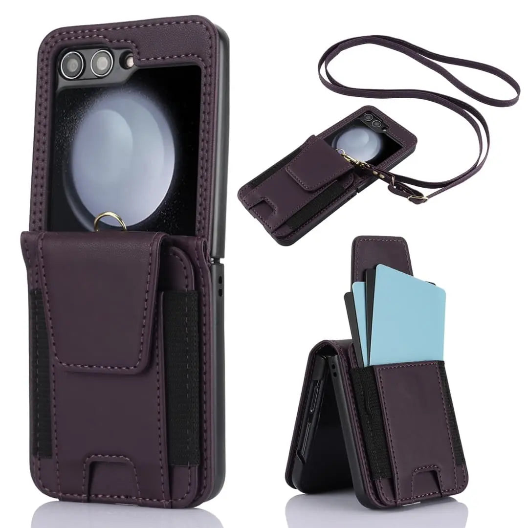 purple Flip 5 leather crossbody case
