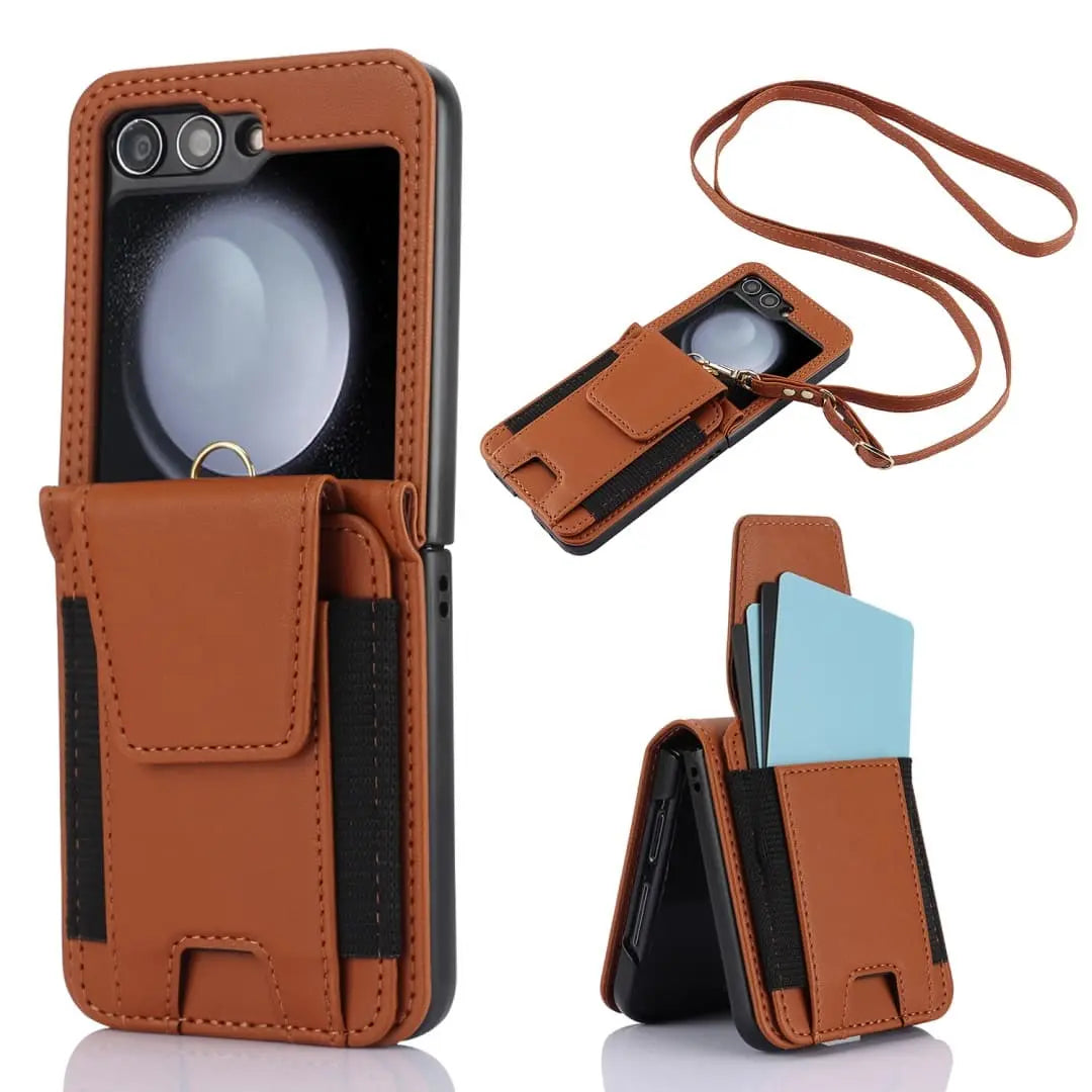 Z Flip 5 leather crossbody case