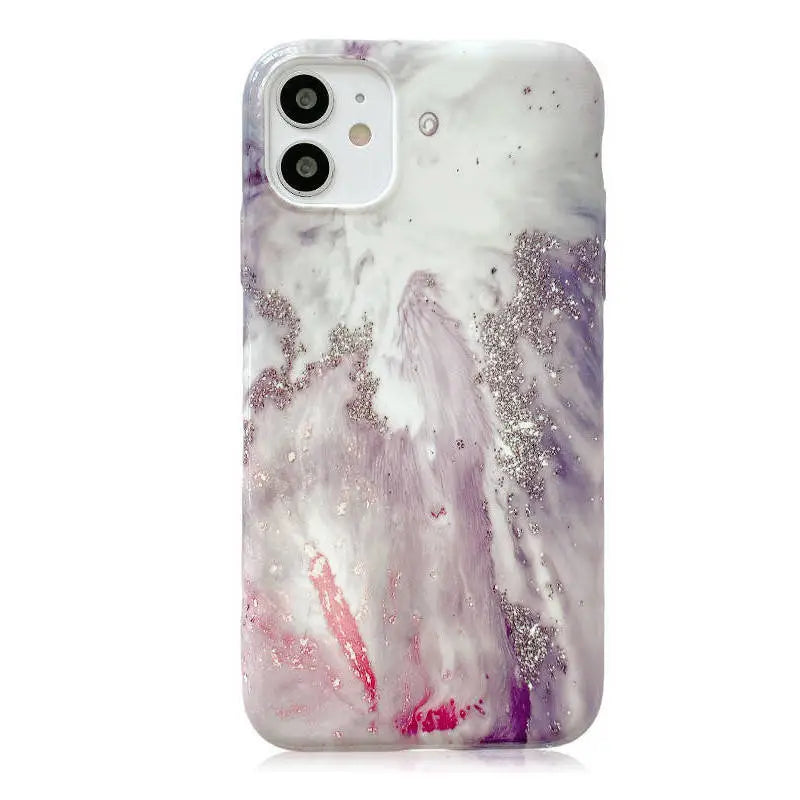 Purple Marble Glitter iPhone Case - Glow in the Dark