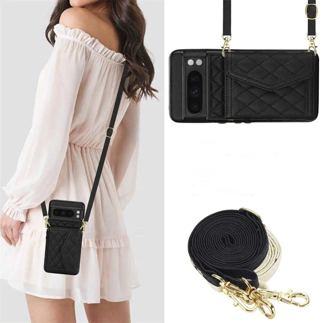 Wallet phone case with strap