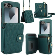 green leather galaxy z flip 6 phone case