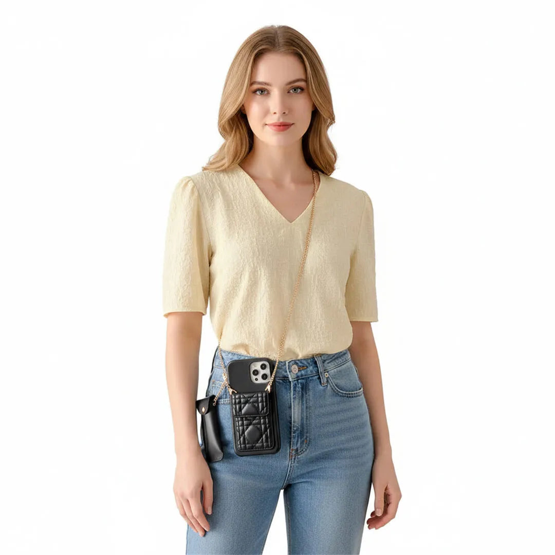 Designer Crossbody Wallet Phone Case with Lipstick Case for Women