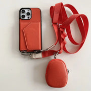 Pebble leather iPhone crossbody set