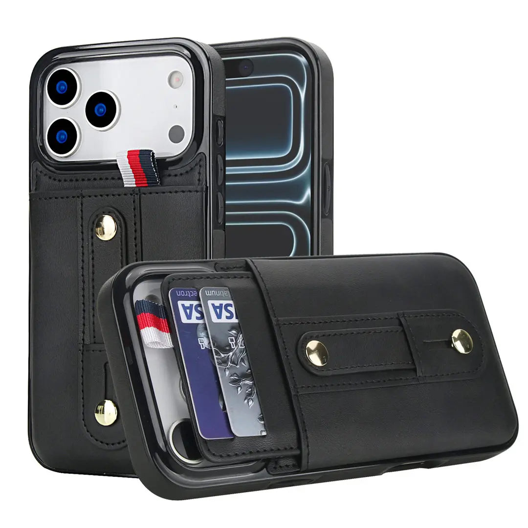 iPhone wallet case with hidden card slot black