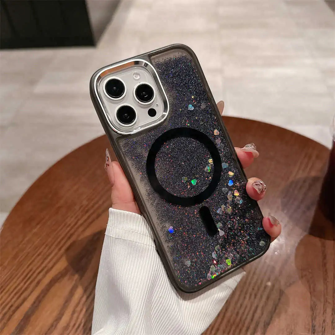 iPhone cover with liquid glitter