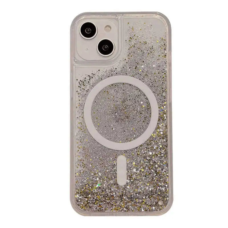 silver liquid glitter phone case