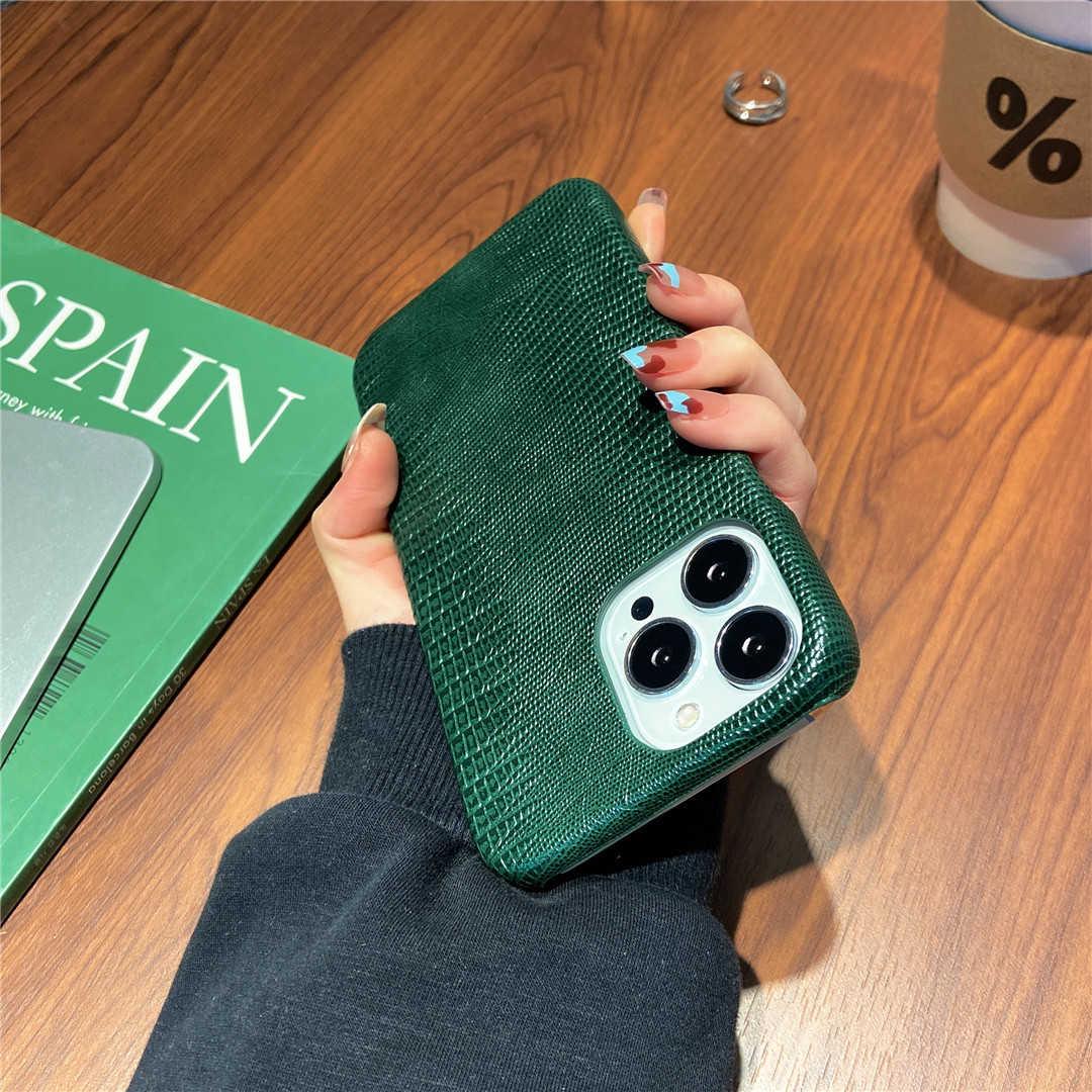 green leather iphone case