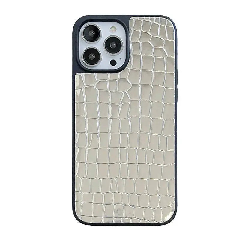 silver croc phone case