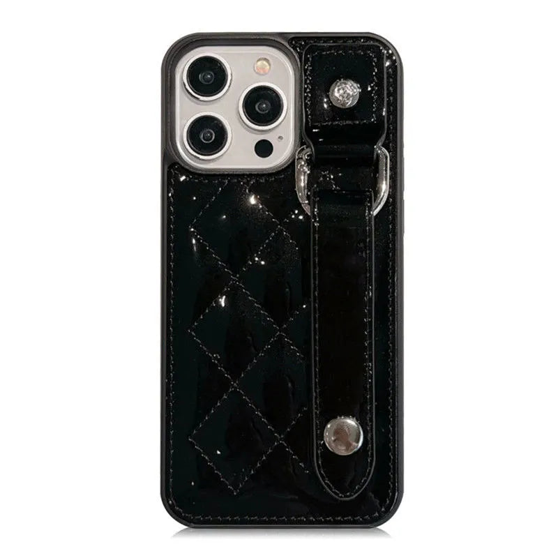 quilted iPhone case with hand strap