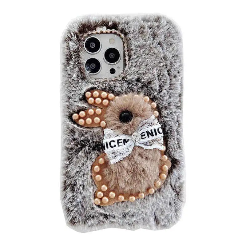rabbit furry iphone case
