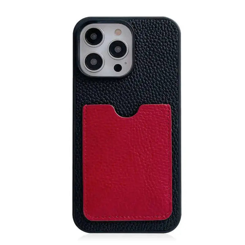 pebble leather iPhone case with card holder