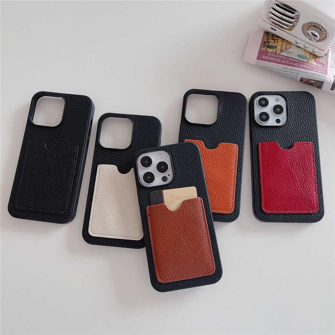 Pebble Leather iPhone Case with Card Holder