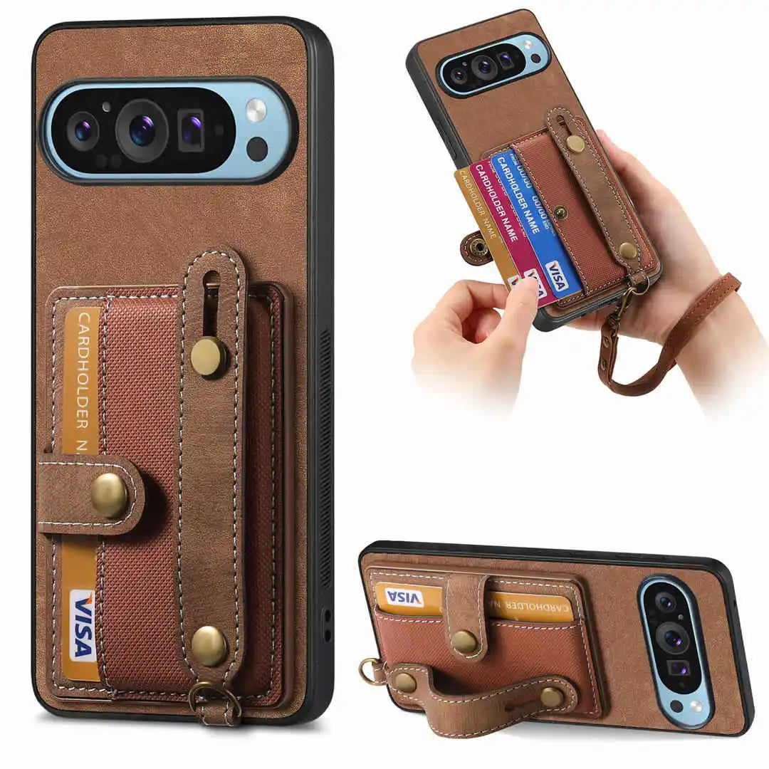 phone case with wallet and loop Wallet Phone Case for Google Pixel with Finger Loop