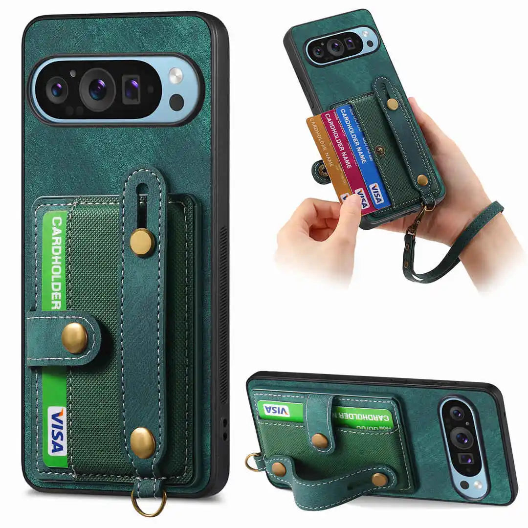 Wallet Phone Case for Google Pixel with Finger Loop