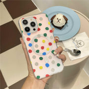 blue and green polka dot iphone case
