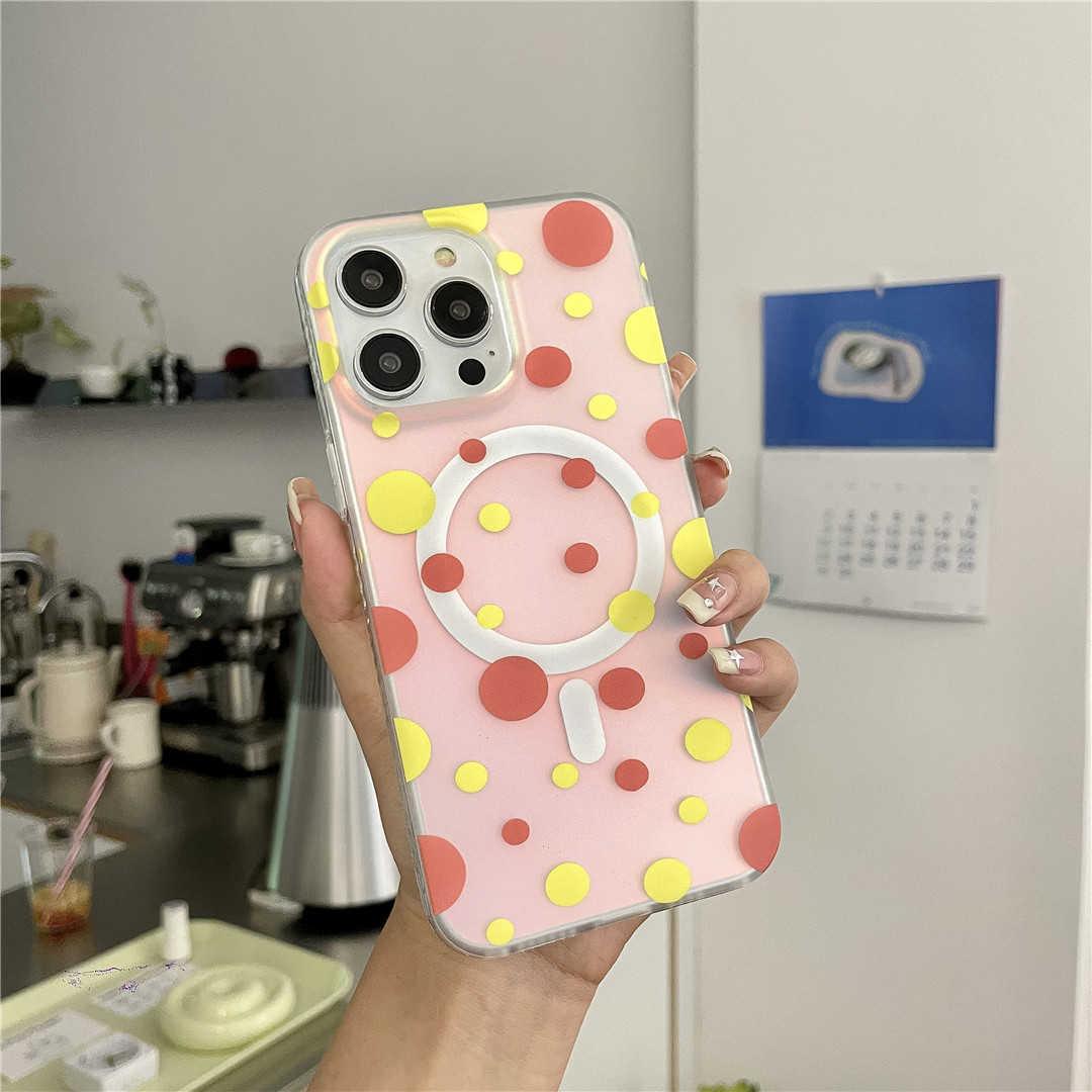 yellow and orange polka dot iphone case