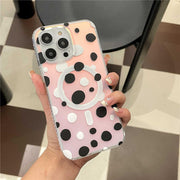 clear black and white polka dot iphone case