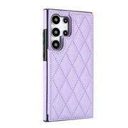 Purple quilted wallet phone case samsung on a white background
