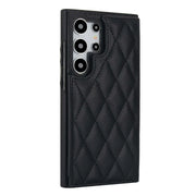 Black quilted phone case Samsung on a white background