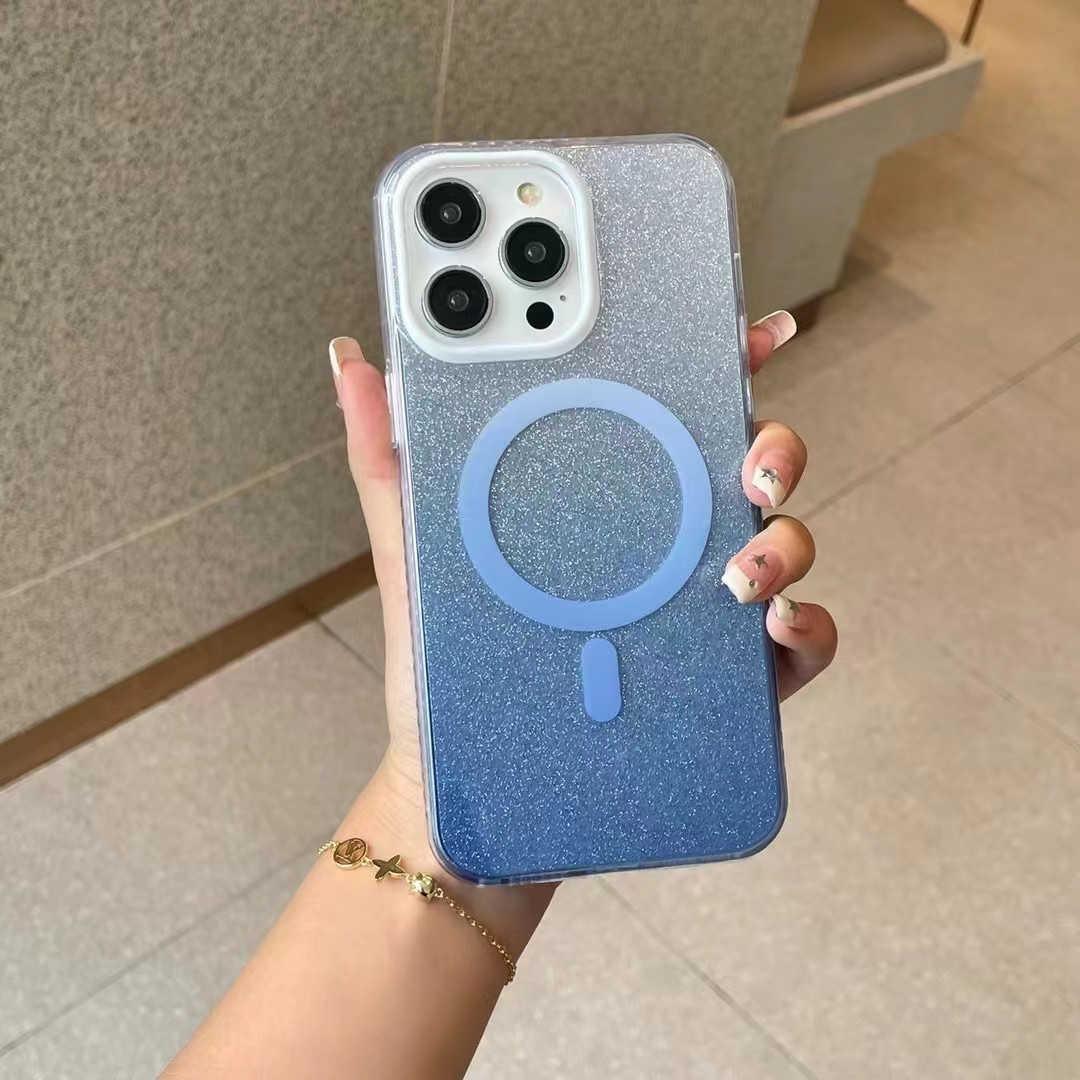 blue glitter iphone cover