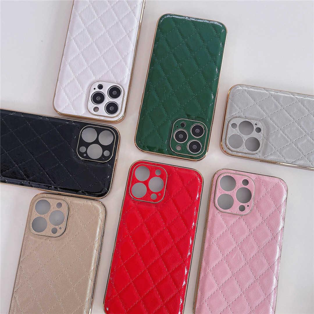 Lattice Diamond Pattern Lambskin Leather iPhone Case