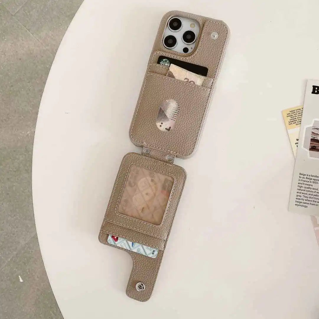 wallet iPhone case with snap closure