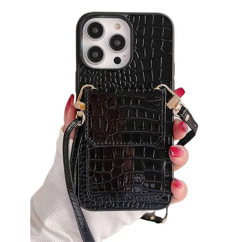 wallet iphone case with sholder strap