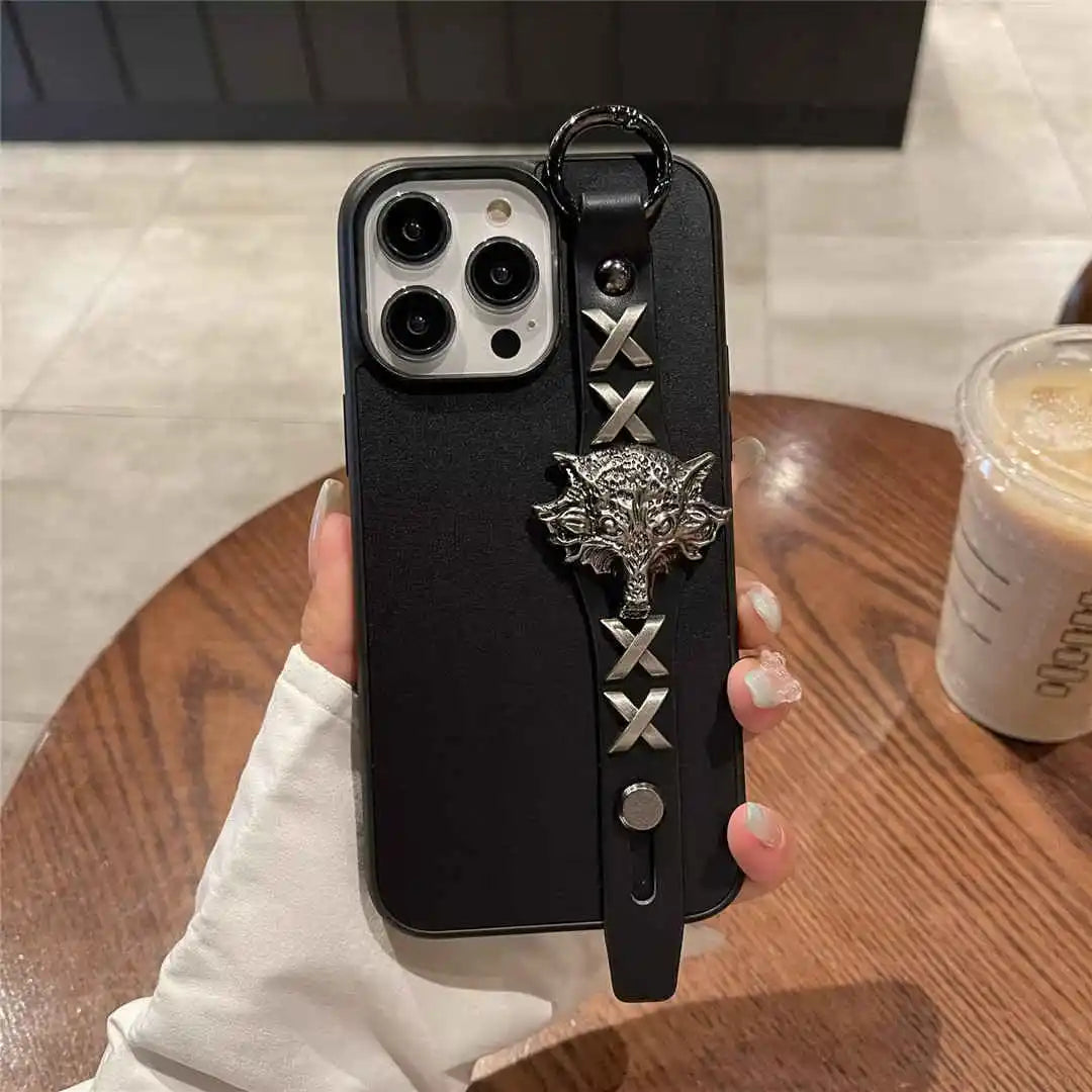wolf iphone case with wristband