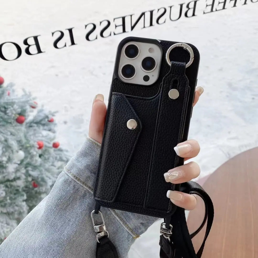 Premium leather crossbody phone case