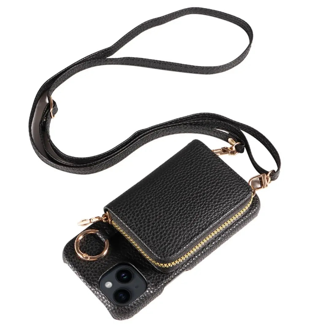 Crossbody phone case with zipper wallet