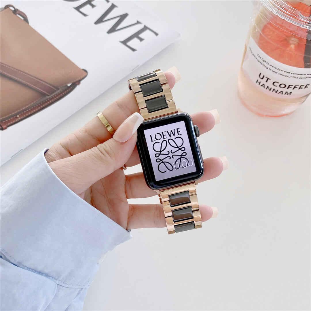 Hybrid Stainless Steel and Ceramic iWatch Band