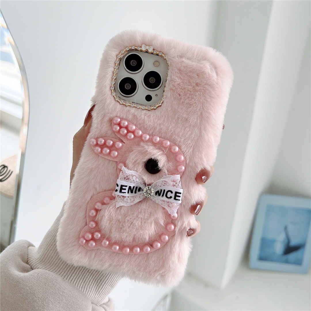 pink fluffy phone case
