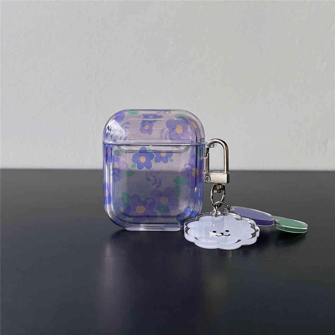 Semi-Transparent Purple Floral AirPods 1/2 Case