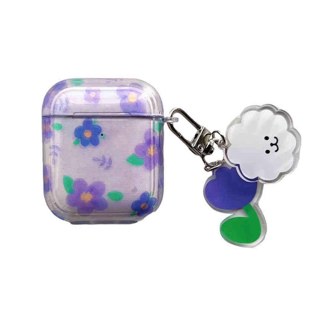 Semi-Transparent Purple Floral AirPods 1/2 Case