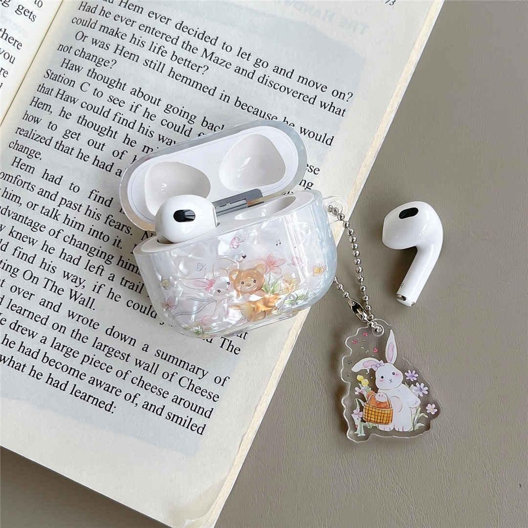 Cute Bear and Rabbit Shell Grain AirPods Pro Protective Cover