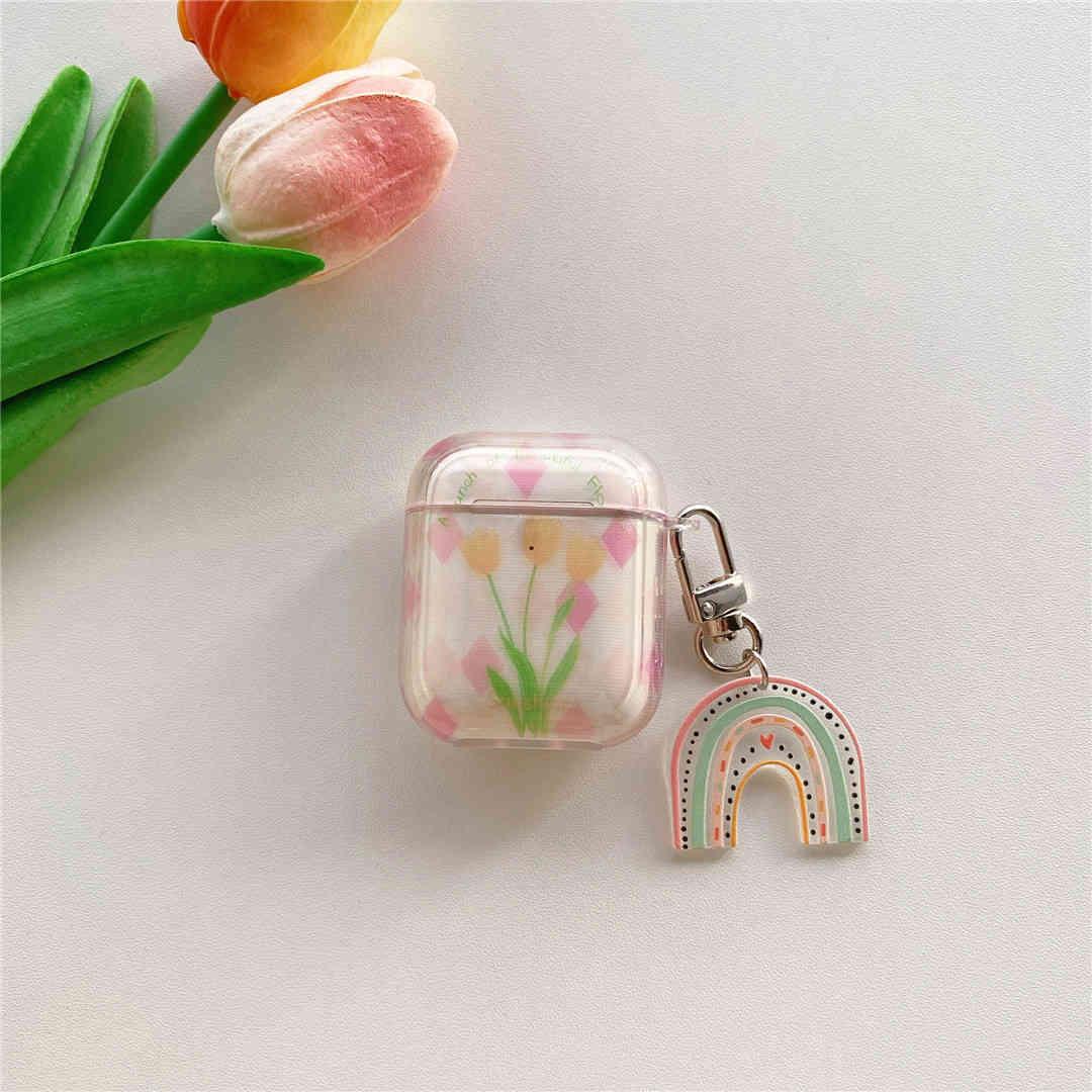 Tulip Pattern Semi-Transparent AirPods 1/2 Protective Cover